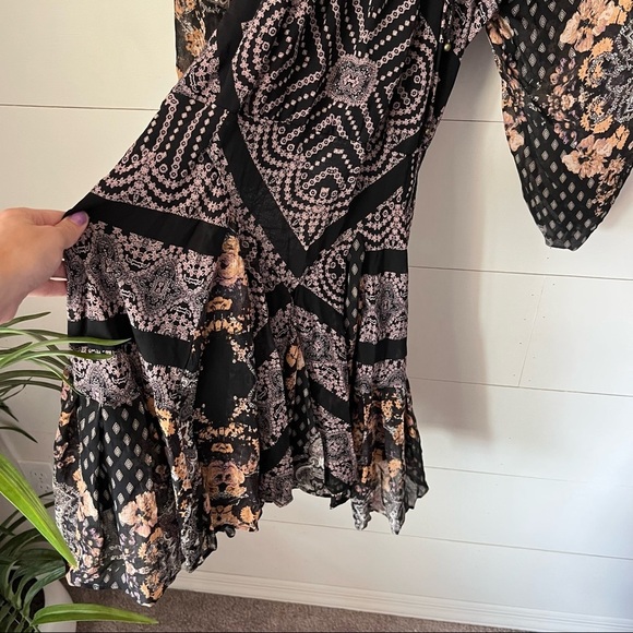 Free People Seven Wonders Black and Pink Floral Mini Dress - Picture 6 of 11